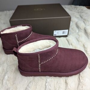 BNIB ALL GENDER LIMITED EDITION UGG X MADHAPPY ULTRA MINI BOOTS, WILD GRAPE